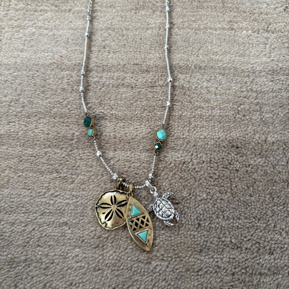 NWOT Lucky Brand Turquoise Turtle Sand Dollar Necklace
